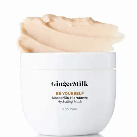 Curl Hydrating Hair Mask, Be Yourself | Deep Moisture & Smooth Definition with Chia, Argan, Shea & Jojoba for Dry, Frizzy Curly, Wavy & Coily Hair — Lightweight | 17 oz/503 ml | Ginger Milk