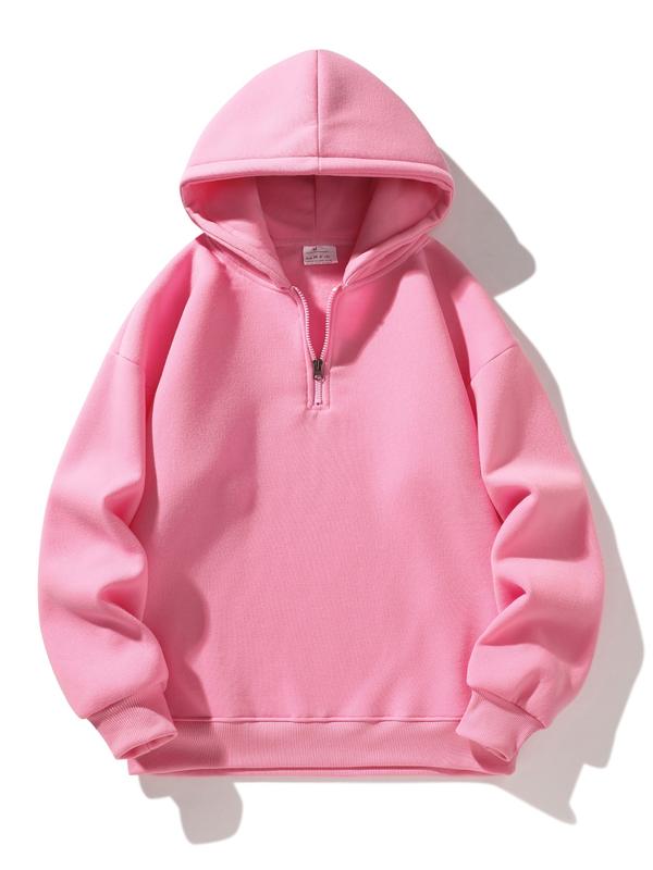 Men's Half-Zip Fleece Hoodie, Casual Long Sleeve Drop Shoulder Sweater, Thick Fabric for Fall & Winter, Sporty Fashion Pullover Men's Half-Zip Fleece Hoodie, Casual Long Sleeve Drop Shoulder Sweater, Thick Fabric for Fall & Winter, Sporty Fashion Pullover