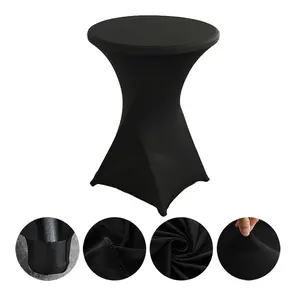 2 Pack Spandex Cocktail Tablecloth Folding Round Table Cover Stretch Round Highboy Stretch Table Covers Cloths for Party, Bar, Wedding, Birthday, Banquet