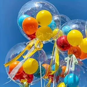 10 Pack 20 Inch Transparent Bubble Balls, Fillable Balloons for Decorations, Balloon Party Supplies, Perfect for Valentine's Day, New Year, Christmas