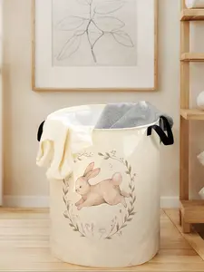 Durable Laundry Folding Basket with Handle, Bow Print Design, Foldable Clothes Storage Bin, Large Capacity Toy Organizer for Home Use