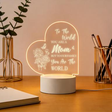 To The World You Are A Mom Heart 2D Acrylic LED Night Light, Warm White USB Bedside Lamp, Mother's Day Birthday Gift for Mom, Bedroom Home Decor To The World You Are A Mom Heart 2D Acrylic LED Night Light, Warm White USB Bedside Lamp, Mother's Day Birthday Gift for Mom, Bedroom Home Decor
