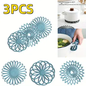 [Hand Tools Kits] 3Pcs/Set Silicone Trivet Mat,Non-Slip & Heat Resistant Modern Kitchen Hot Pads for Table & Countertop,Trivet for Hot Dishes,Halloween Decor Gifts