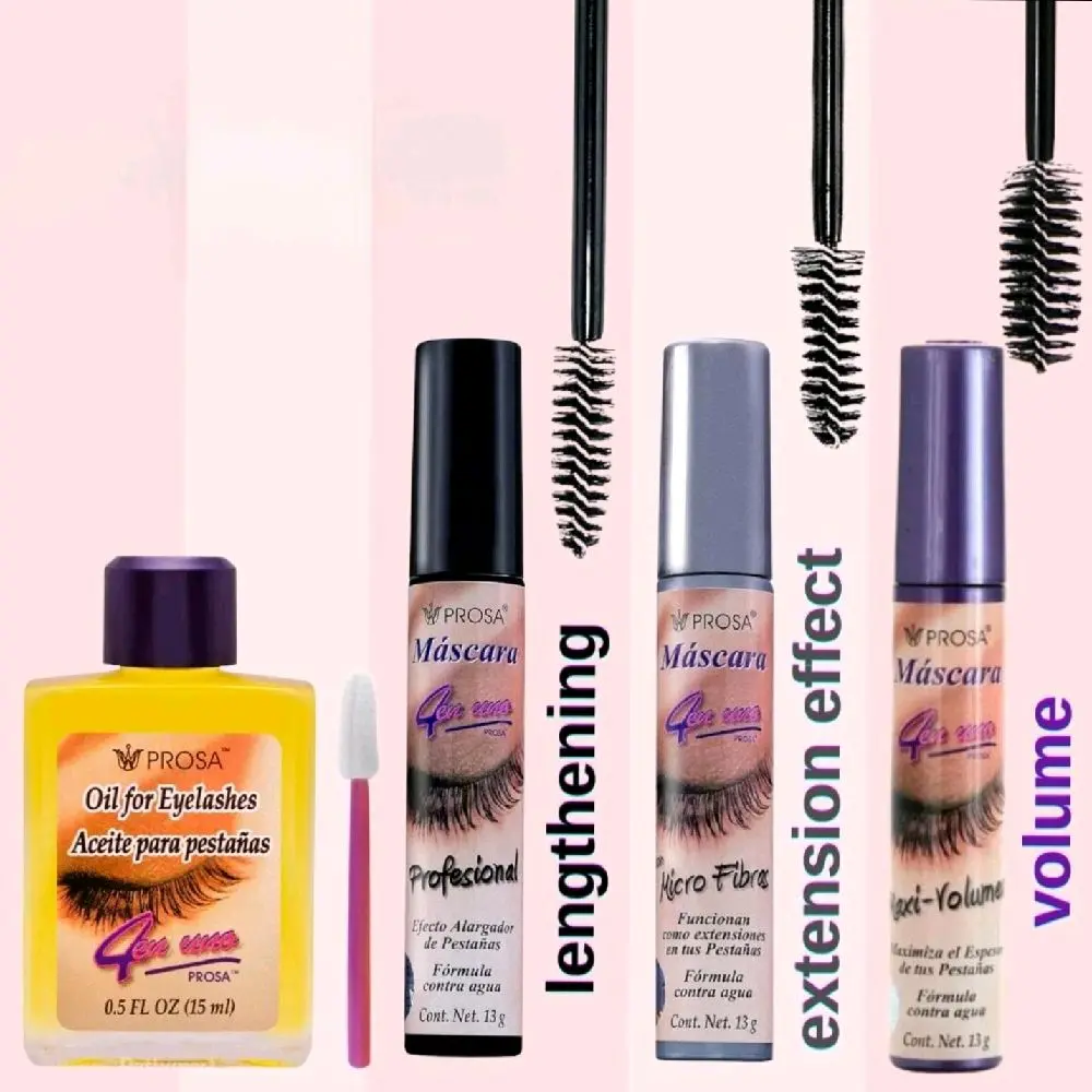 Voluminous Mascara 4 Pack with Nourishing Mamey Seed Oil, Waterproof & Lengthening Professional Formula for Fuller Lashes, 13g Each, Multi-Pack