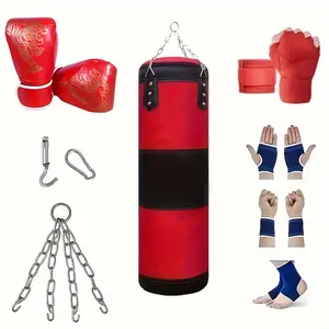 14pcs Boxing Sandbag Set, Hanging Punching Bag with Gloves, Martial Arts Training Kit, Home Gym Fitness Equipment, Complete Workout Gear