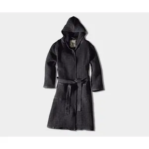 Casamera The Cascamera Cotton Waffle-Weave Hooded Bathrobe Soft Breathable Womenswear with Pockets for Year-Round Comfort