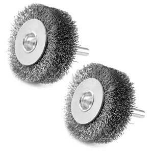 2 Pack 2 Inch Wire Brush Wheel for Drill, 0.0118" Coarse Crimped Carbon Steel Wire,1/4 Inch Round Shank, Wire Brush Drill Attachments,Heavy Duty Wire Brush for Rust,, Removal