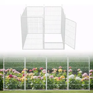Cozy Castle Garden Fence with Gate 45" 6/8/12/16 Panels, Heavy Duty Metal Garden Fence Animal Barrier, No Dig Dog Fence Outdoor for Yard, Easy Set Up, White