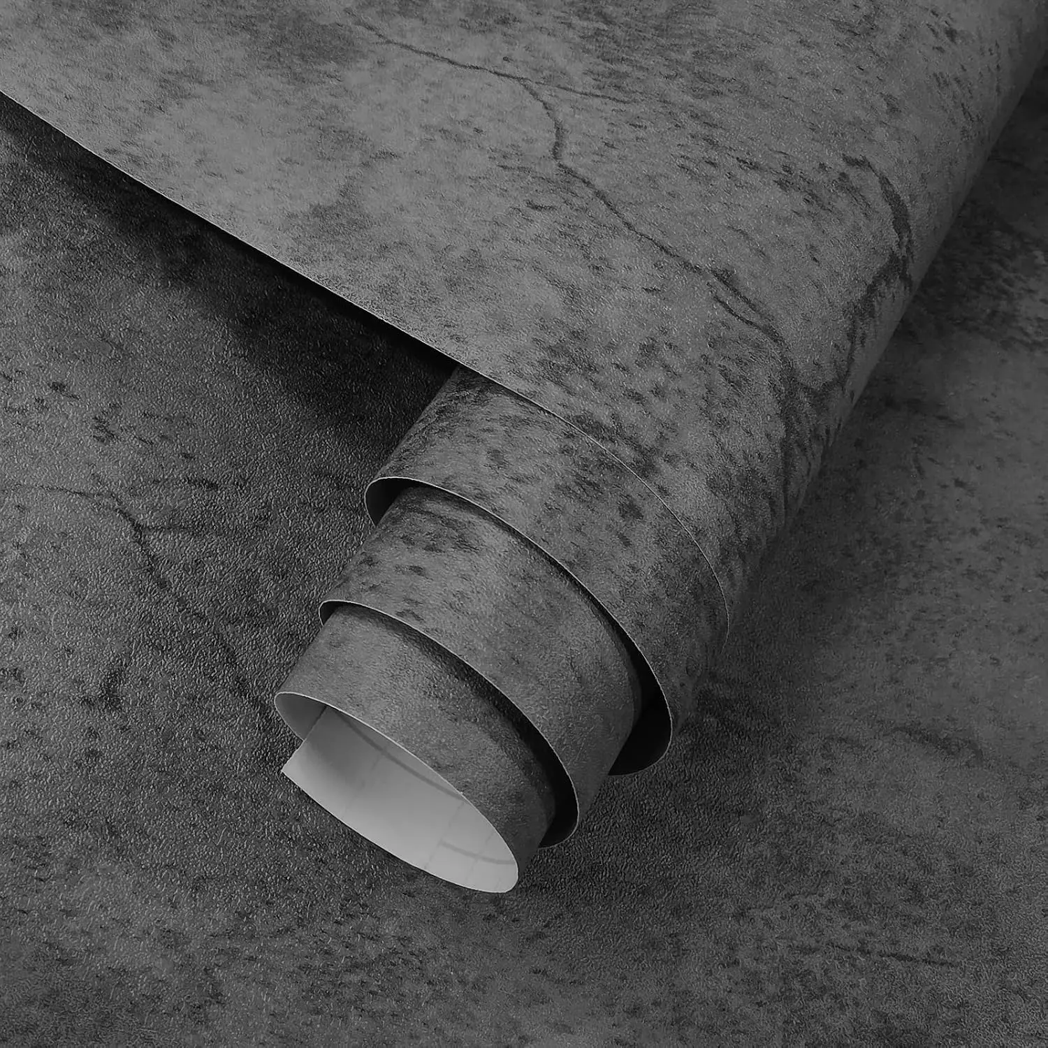 16"x118" Thick Blue-Grey Peel-and-Stick 3D Faux Concrete Wallpaper Roll, Waterproof Stain-Resistant Vinyl Wrap for Indoor Countertops, Drawers