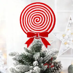 Soulchen Christmas Candy Tree Topper Peppermint Christmas Decor Toppers Large Glitter Candy Cane Tree Ornament Red and White Xmas Decoration 8 Inch Swirl Ornament for Home Xmas Holiday Party Decor