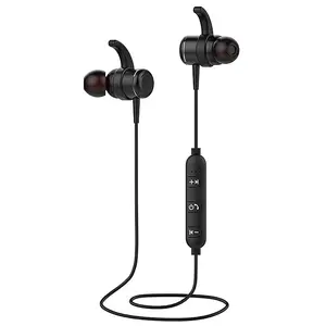 T1 Sports Magnet Metal Bluetooth Stereo Wireless Earphones - Black