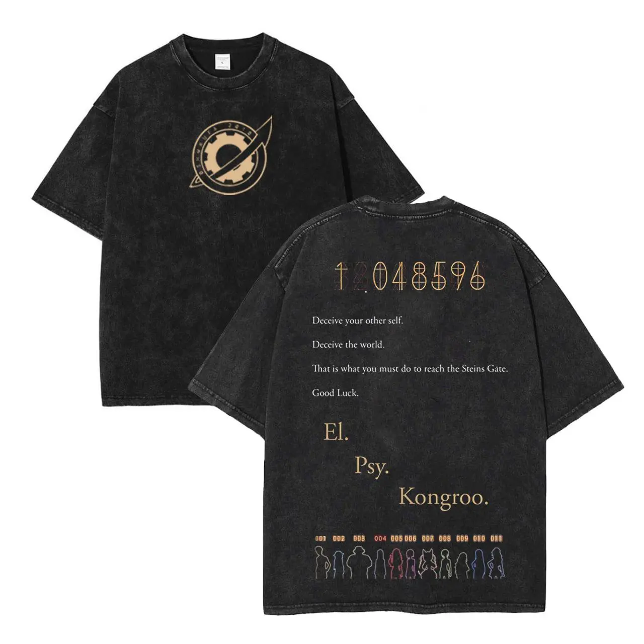 Steins Gate Washed Tee, Graffiti Washed T-Shirts, Anime Tshirt Steins Gate Washed Tee, Graffiti Washed T-Shirts, Anime Tshirt