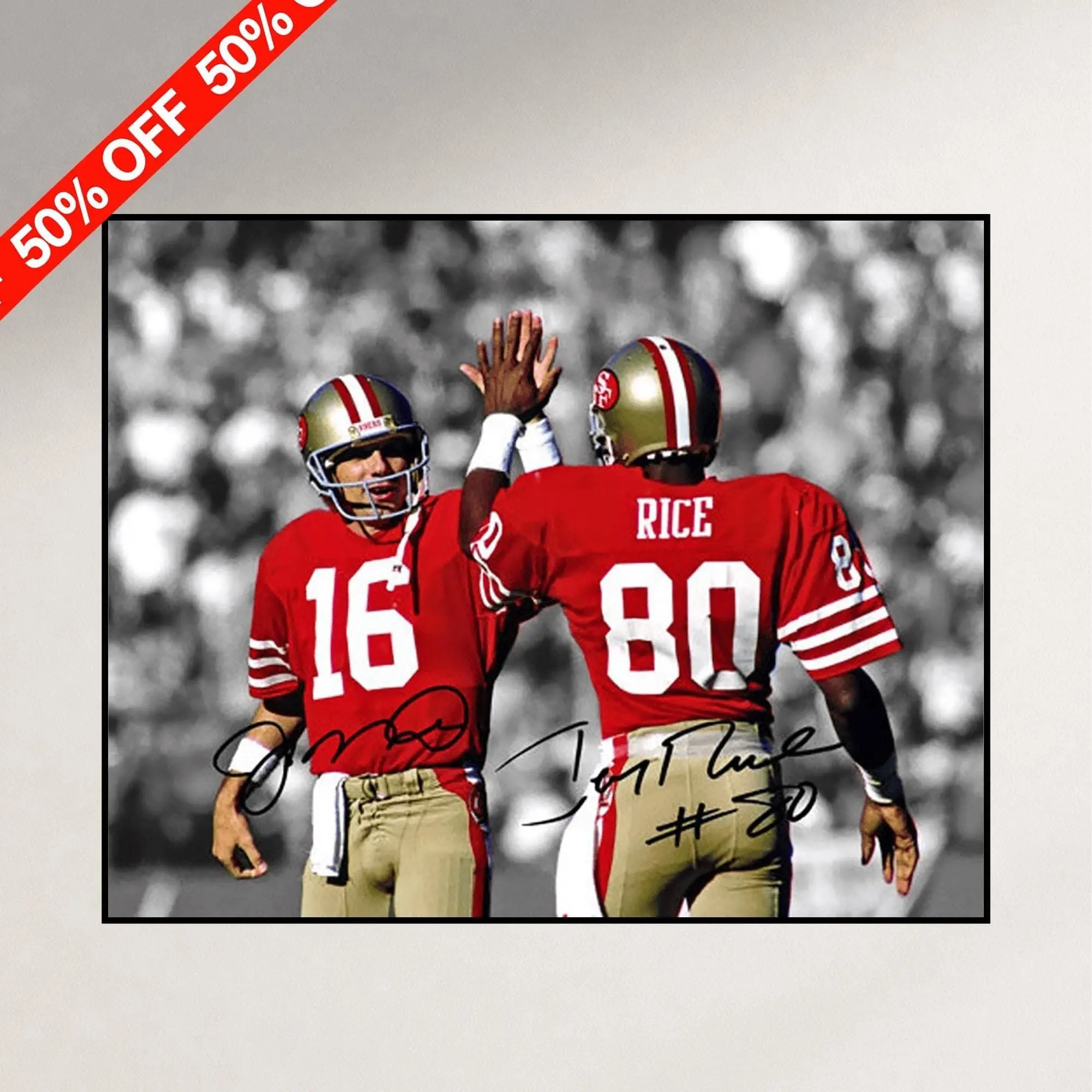 Joe Montana Jerry Rice Signed Photo Poster, 49ers Football Wall Art ( Unframed - Print Only )