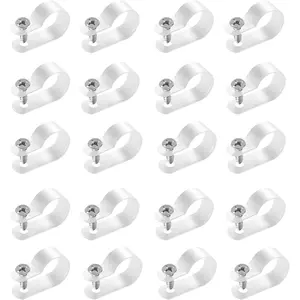 VEVOR R-Type Cable Clip, 0.51 in Wire Clamp, 100 Pack Nylon Screw Mounting Cord Fastener Clips with Screws, Electrical Grip Clip Wires Clamp, for Cable Management, Wire Organizer & Cord Holder(White)