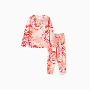 [LIVE Flash Sale] PatPat Toddler Girl Tie Dye Pajama Set Long Sleeve Soft Sleepwear Loungewear 2-Piece Outfit