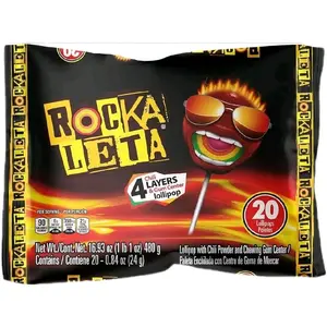 Rockaleta 4 Chili Layers & Gum Center Lollipop 20 & 30 Pieces - Sweet Snack