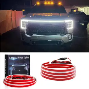 71" Dynamic LED Hood Light Strip,Waterproof Flexible Car Accessories with Startup Scan Effect & Fuse Protector ,Universal Fit for Cars,Trucks/SUVs, Cool White Exterior Lighting Gift for Men