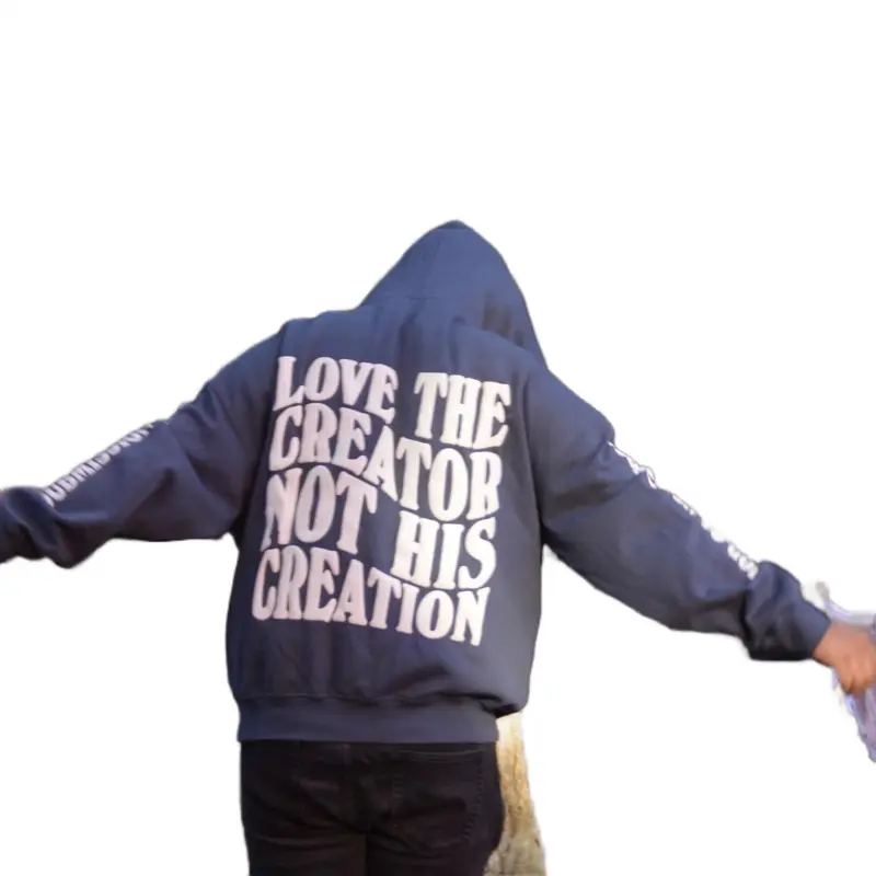Blue — Faith First Puff Print Hoodie for Men - Sweaters - Menswear Casual Clothing Overall Streetwear Cotton Polyester unisex hoodie Stylish Sweatshirts graphic hoodies