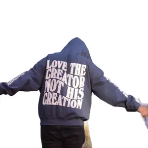 Blue — Faith First Puff Print Hoodie for Men - Sweaters - Menswear Casual Clothing Overall Streetwear Cotton Polyester unisex hoodie Stylish Sweatshirts graphic hoodies