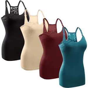 4Pack Women's  Tank Top Cami  Maternity Bra  Shirts with Adjustable Straps