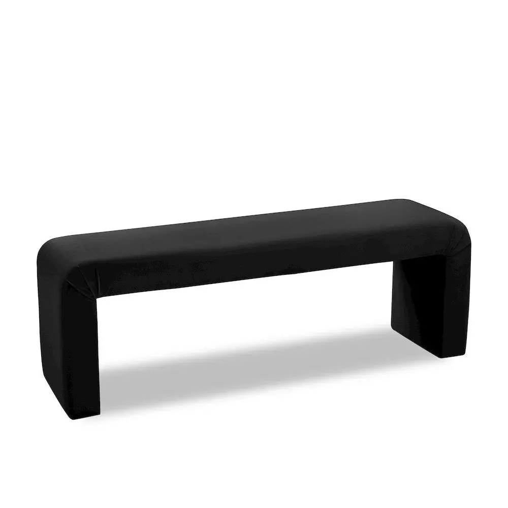 Minimalist Modern Black Velvet Bench - Soft-Material Indoor Stool for Family Game Night, Guest Seating