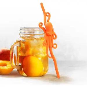 Straw for , Fun and cute for Pool Side Party, Birthday Party, Under the Sea Party, , Dust-Proof and Dishwasher Safe (Octopus), 1 straw per pack