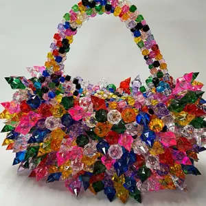 Aurora Woman's Spiky Beaded Handbag multi Color, Ideal for every Outfits and Special Events. woman handbag.