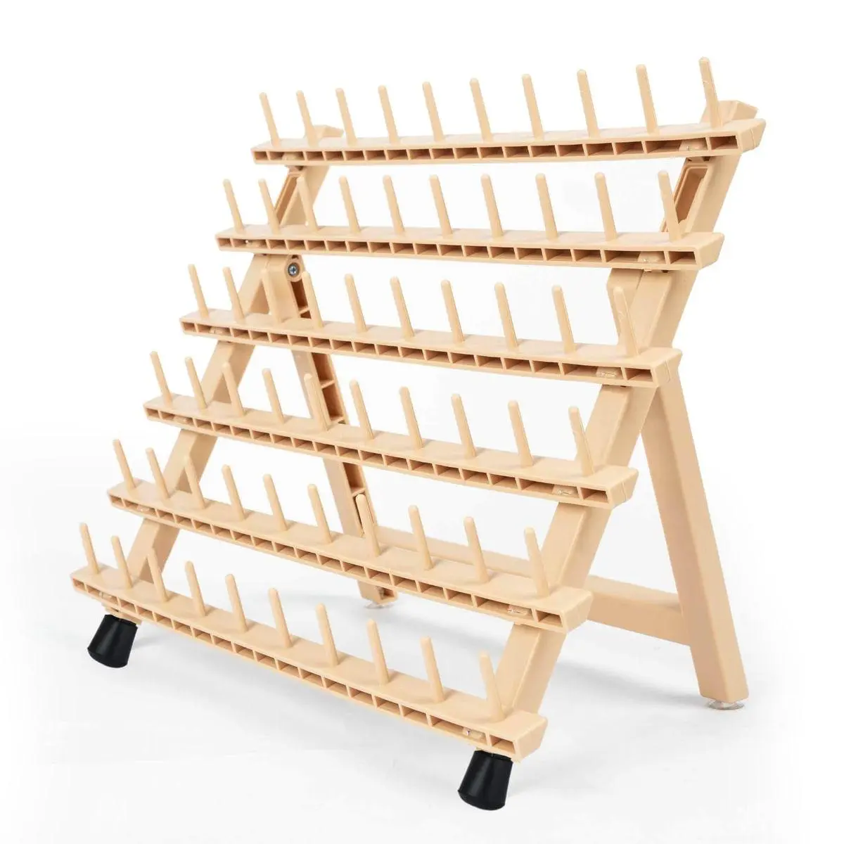 Braiding Hair Rack with 60 Pegs Standing Versatile Extension Hair Holder with 60 Spools - Ergonomic Braid Stand for Stylists - Time-Saving (wood)