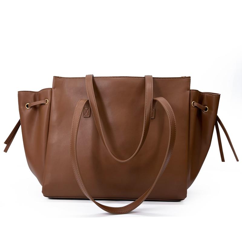 JW PEI Designer Leather Utility Tote Bag Brown Everyday Carry with Smart Storage Genuine Leather Multiple Pockets Roomy Interior Comfortable Straps