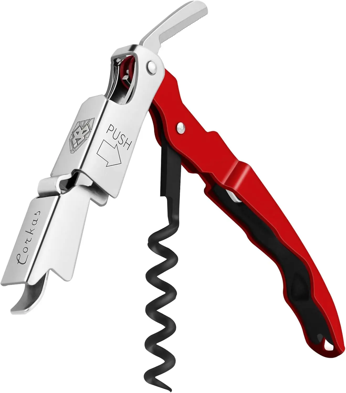 Key - Professional Handcrafted Heavy Duty Waiter Corkscrew, Compact  Opener with Double Hinged,  and Bottle Opener, Gifts for Servers, Sommelier, Bartenders - Red
