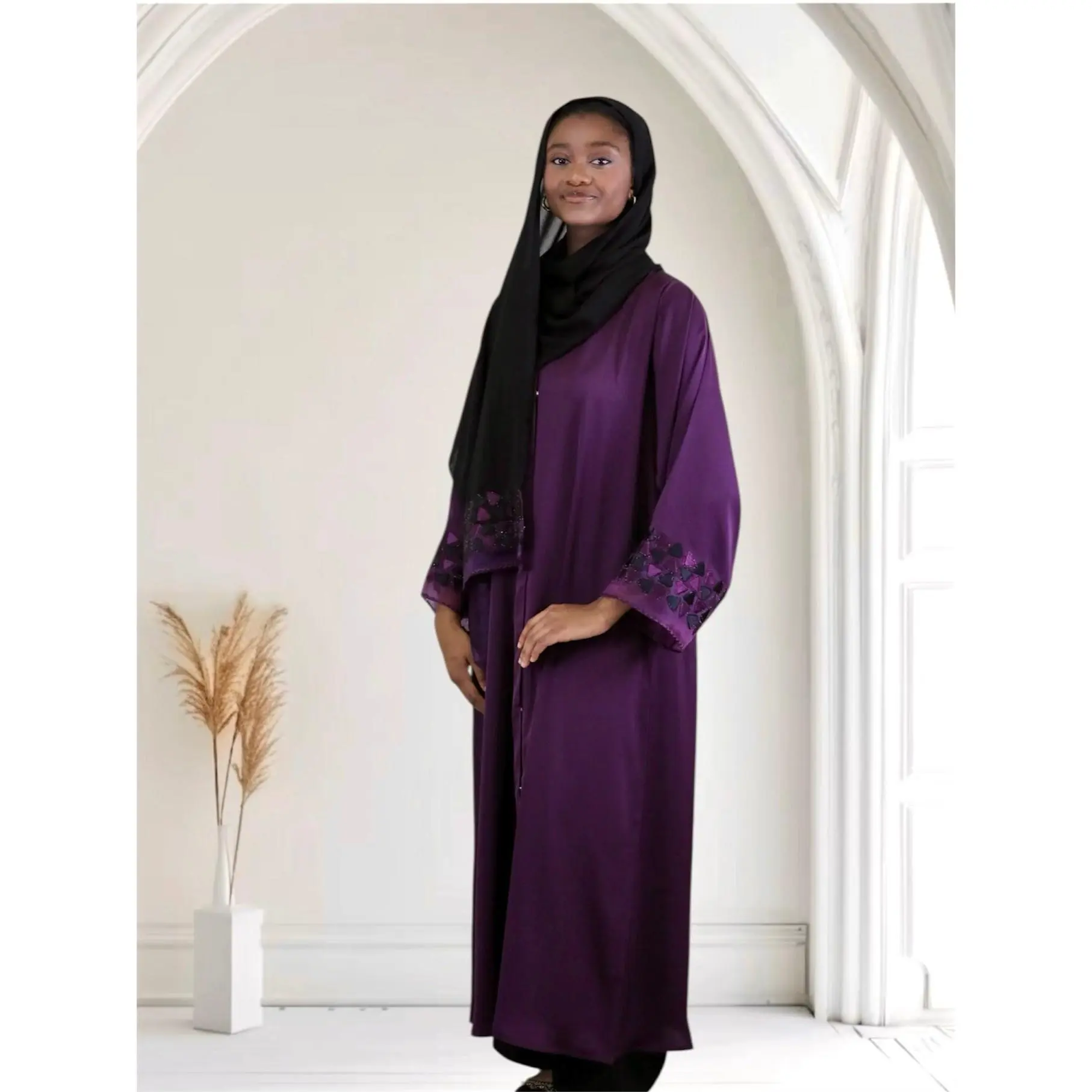 Ayesha's Luxury Embroidered Abaya set | Royal Purple