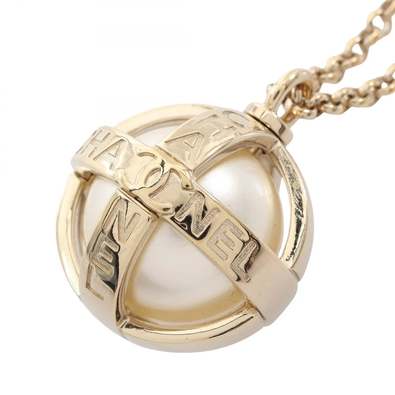 Pre-owned CHANEL Gold-plated Small Leather Goods Coco Mark Necklace