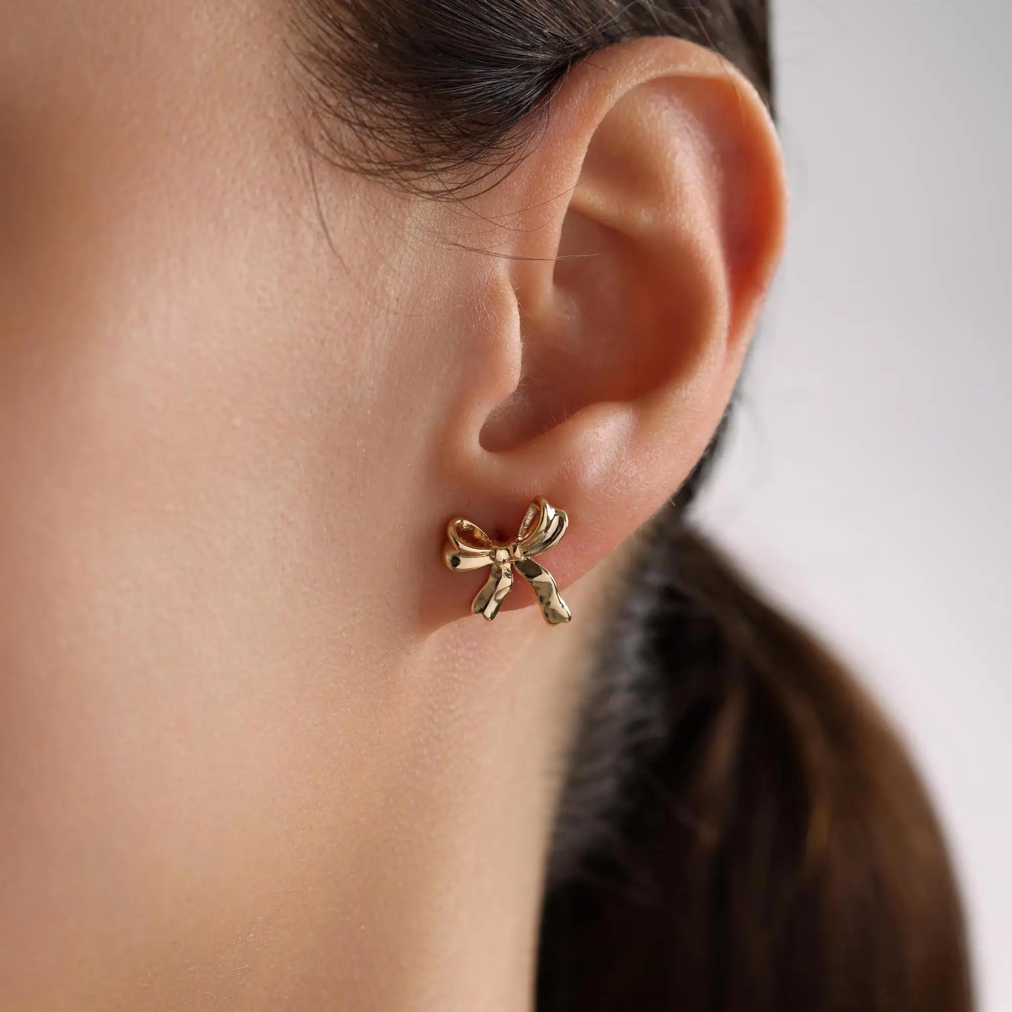 18K Gold Plated Tiny Bow Stud Earrings, Bow Tie Earrings, Bowknot Earrings, Ribbon Bow Earrings, Bridal Party Gift, Earrings for Women
