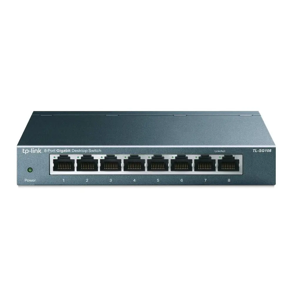 TP-Link TL-SG608 8-Port Gigabit Desktop Switch: Steel Gray RJ-45 Wi-Fi 6