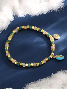 Women's Elegant Turquoise & Faux Pearl Decorated Bracelet, Fashion Jewelry for Party, Daily Clothing Decor, Trendy All-match & Exquisite Jewelry for Birthday Gift