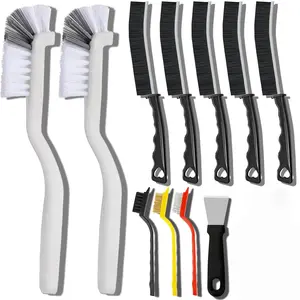 11 Pcs Crevice Cleaning Brush Set, Hard Bristle Brushes for Kitchen, Bathroom, Grout, Sink & Corner Cleaning