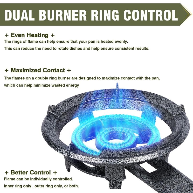 Bestfire 90,000 BTU Single Burner Outdoor Stove: Portable 13" Cast Iron Propane Burner with Adjustable Pressure Regulator，Perfect for Outdoor Cooking