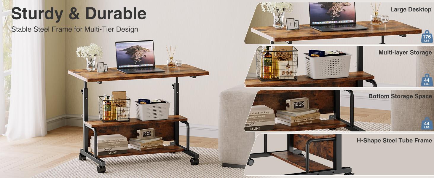 Laptop Desk Adjustable Desk Small Standing Desk Home Office Desks for Small Spaces Portable Desks Table for Bedrooms,Mobile Rolling Computer Work Desks on Wheels Laptop Desk Adjustable Desk Small Standing Desk Home Office Desks for Small Spaces Portable Desks Table for Bedrooms,Mobile Rolling Computer Work Desks on Wheels