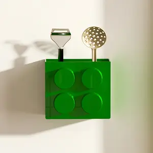 Friendly Magnetic Building Block Fridge Magnet Box, 4 Color Plastic Storage Organizer, Snacks and Magnets, Lockless Refrigerator Access