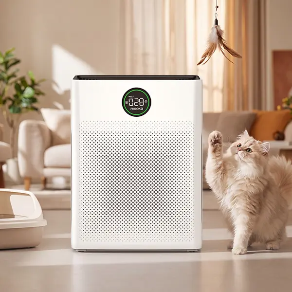 MOOKA HEPA Filter Air Purifier for Home Large Room (Up to 2200sq.ft, 500cfm) - Residential & Office Use, Anti-Bacteria, Washable Filter, Pet Mode, PM2.5 Air Quality Sensor Cleaner