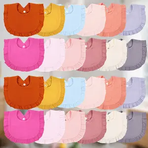 DOSMINE 24-Pack Baby Muslin Bibs for Drooling and Teething Soft Absorbent Cotton Bibs in Elegant Colors Easy-Care Machine-Washable for Newborn Infant