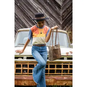 The Classic Waxed Canvas Bag | Tote Bag with Leather Pocket | Small