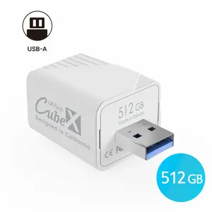 iXflash Cube 512GB USB A Photo Storage Data Cube | Auto Backup Photo & Video for iPhone & iPad