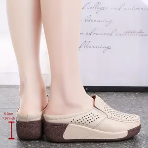 Women's Summer Slip-On Loafers, Breathable Hollow Round-Toe Mules, Soft Sole, Non-Slip Comfort Shoes
