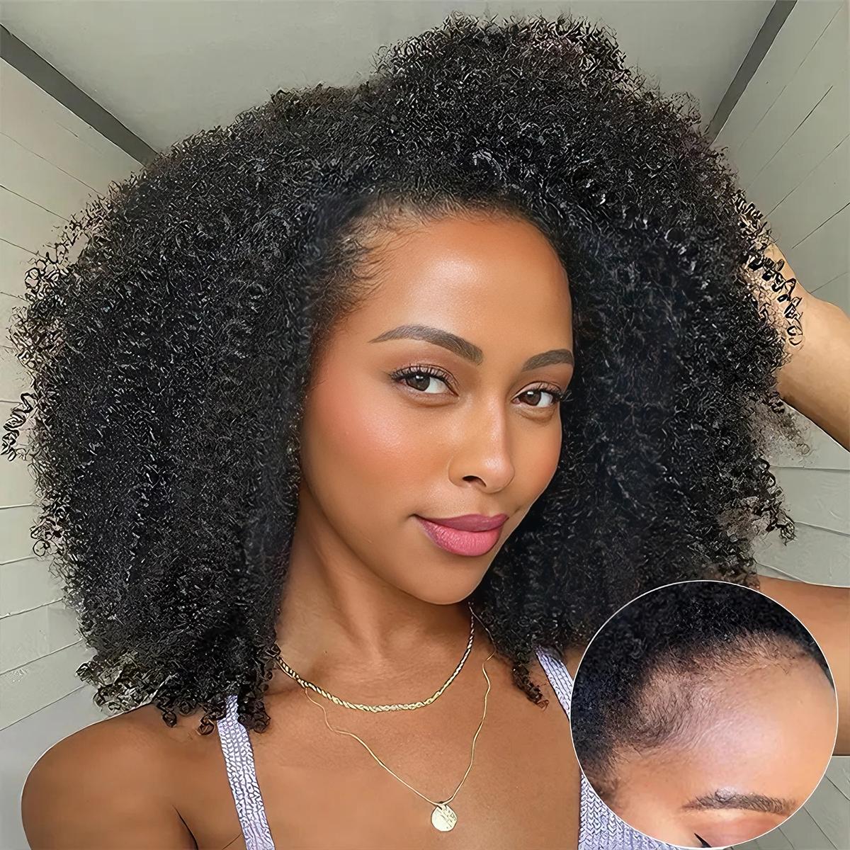 【New Arrival】Afro Kinky Curly Half Wig Flip Over Wear Go Glueless Wig Salon Quality 200 Density 100% Human Hair Drawstring Wig for Beginners #TikTokShopBackToSchool Hair Clip Set