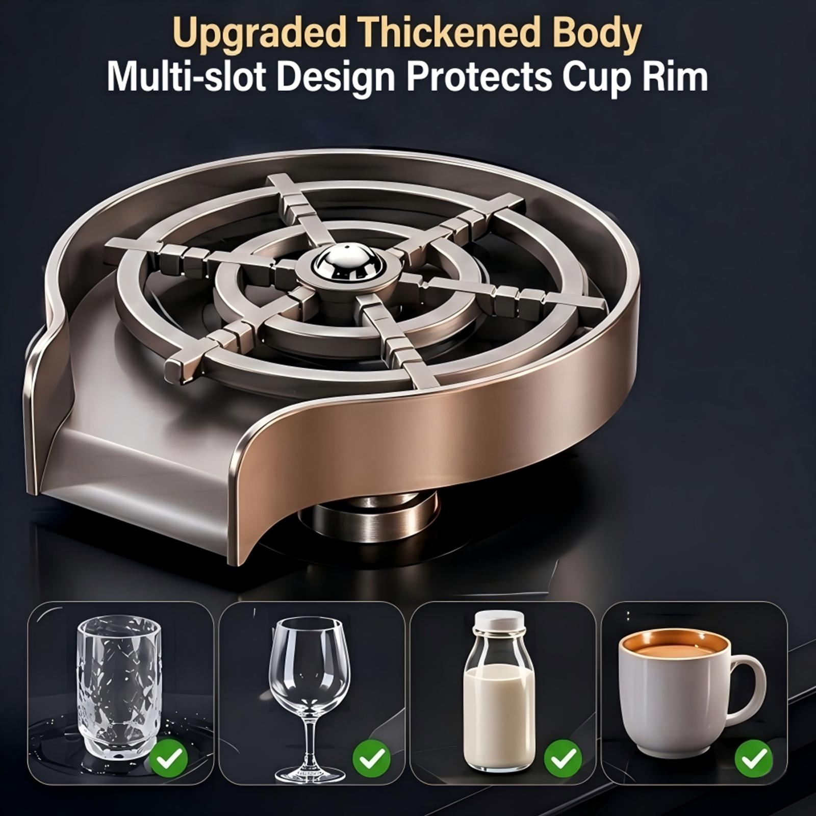 Stainless Steel High-Pressure Automatic Rinse Cup Washer - Fast Cleaning Kitchen Sink Tool for Cups, Bottles