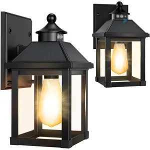 Solar Sconce Lights Outdoor Wall Mount Solar Porch Light Exterior  with 3 Lighting Modes and Motion Sensor 3000K  Wall Lantern for Garage Front Door  Barn Shed House 2Pack