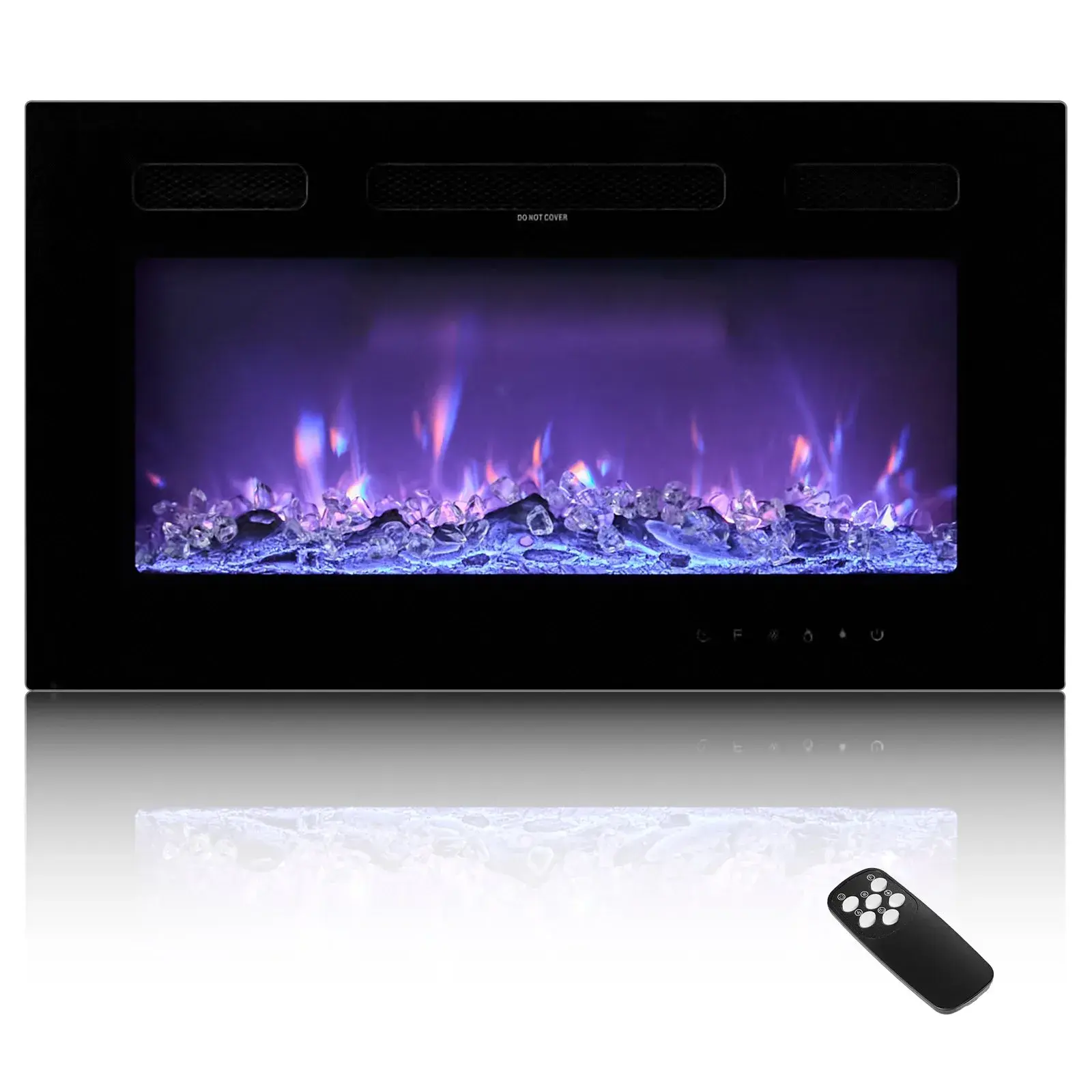 【Summerfinds】VEVOR 50 inch Electric Fireplace,Wall Mounted Recessed Fire Place with Remote ControlTimer1500WAdjustable Flame Color BrightnessTouch ScreenOverheat Protectionfor Living Room,Bedroom, New, Fathers Day, Tempered Glass