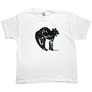 Vintage Black Cat Graphic Baby Tee, Handmade Screen Print Retro Tee, 90s Y2K Grunge Goth Aesthetic