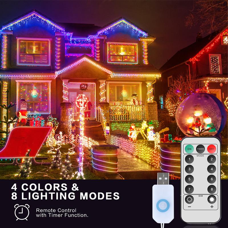 LED Rope Lights Outdoor, LED String Lights Indoor with Remote, Fairy Lights for Outside Garden Party Wedding Decoration
